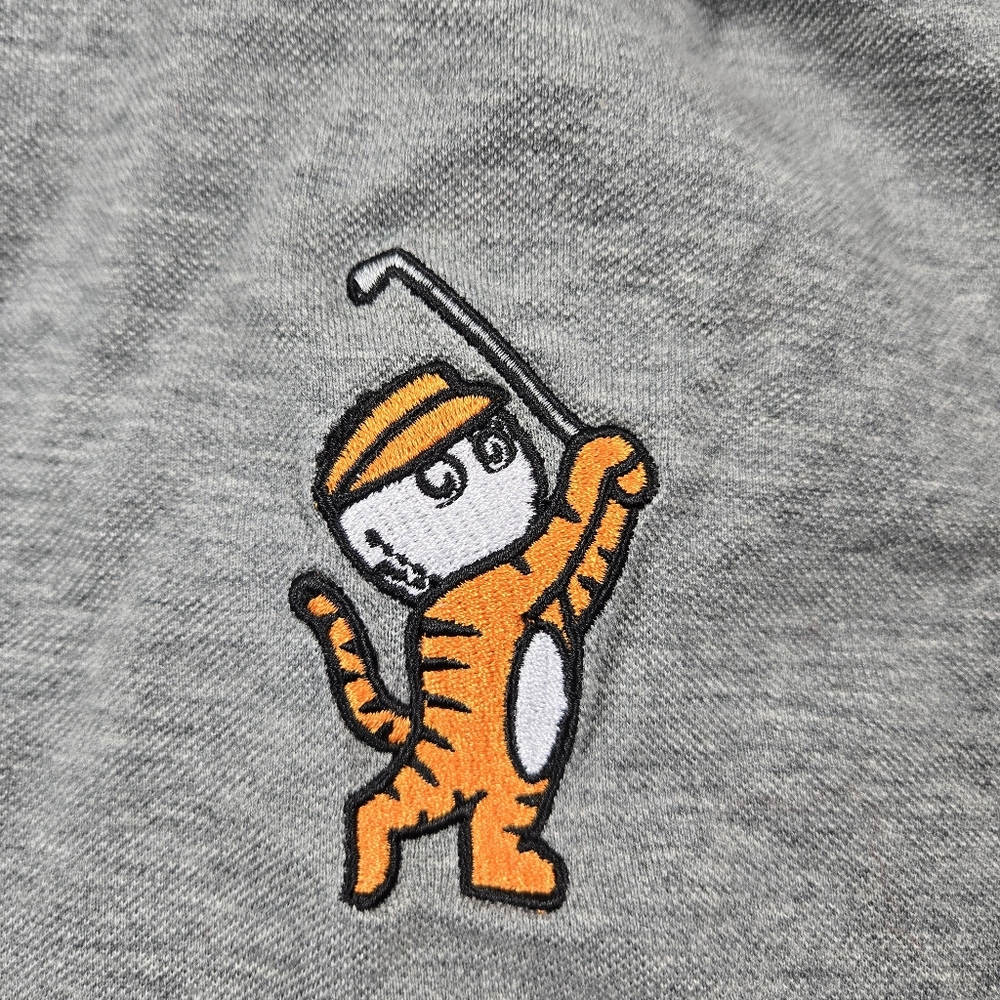 Gray  Malbon Shirt with Tiger Golfer Embroidery